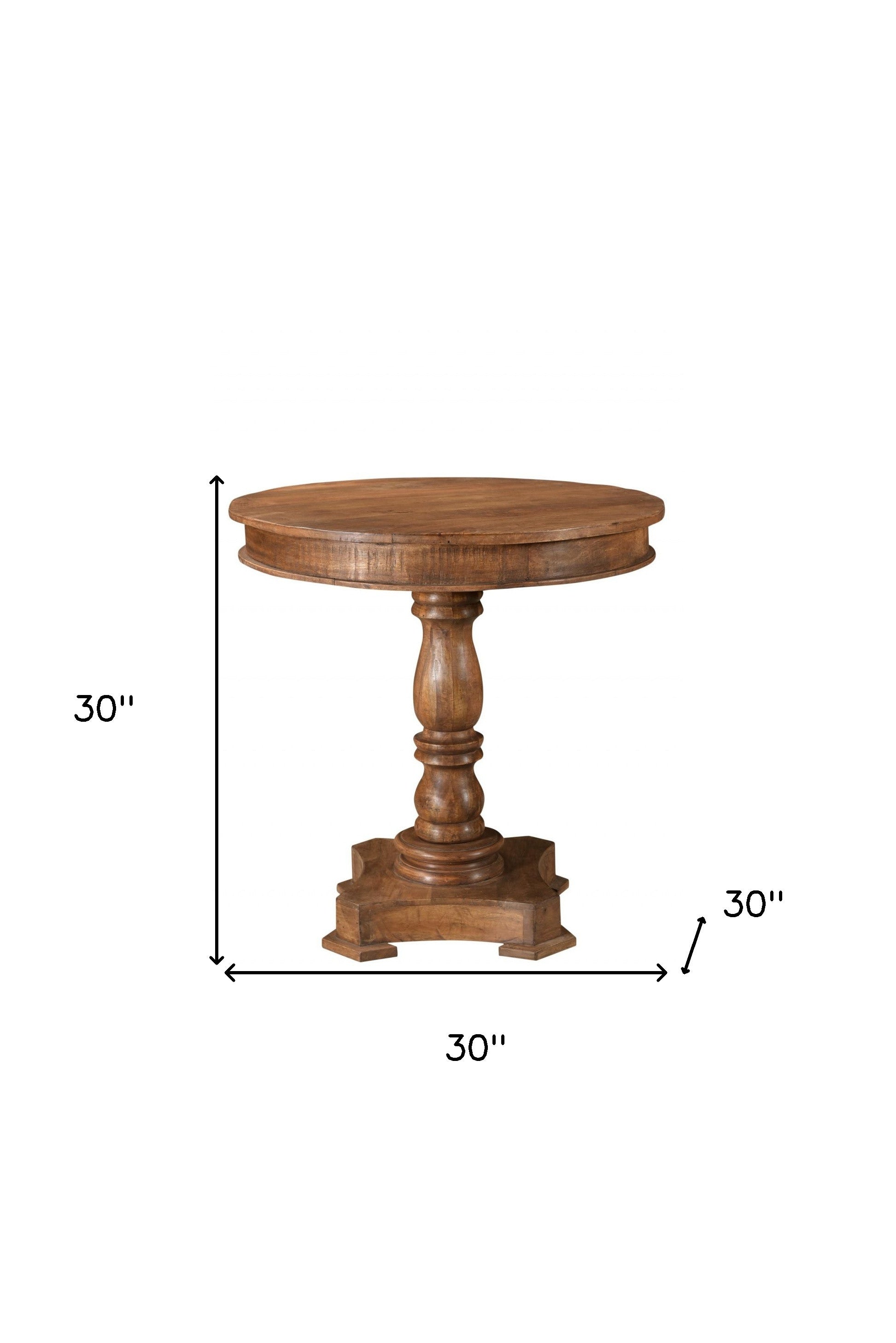 Wood Brown Rounded Solid Wood Pedestal Base Dining Table By Homeroots | Dining Tables | Modishstore - 5