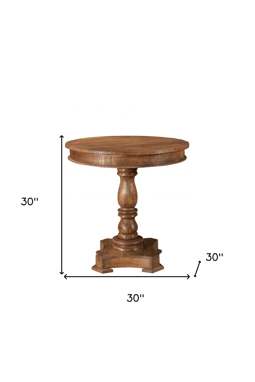 Wood Brown Rounded Solid Wood Pedestal Base Dining Table By Homeroots | Dining Tables | Modishstore - 5