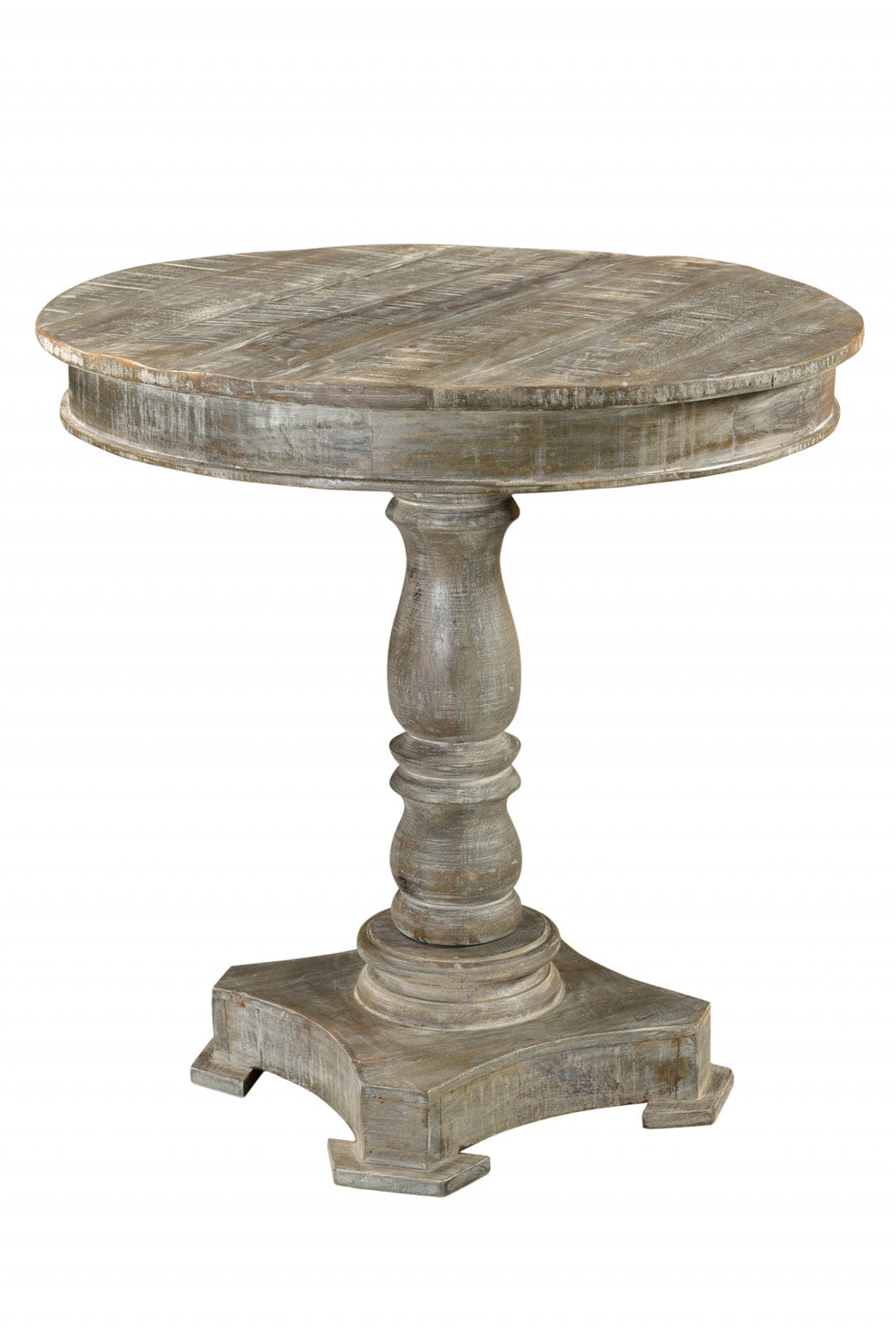 Gray Rounded Solid Wood Pedestal Base Dining Table By Homeroots | Dining Tables | Modishstore - 2