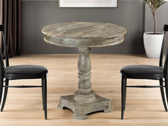 Gray Rounded Solid Wood Pedestal Base Dining Table By Homeroots