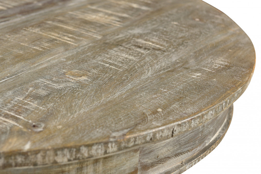 Gray Rounded Solid Wood Pedestal Base Dining Table By Homeroots | Dining Tables | Modishstore - 3