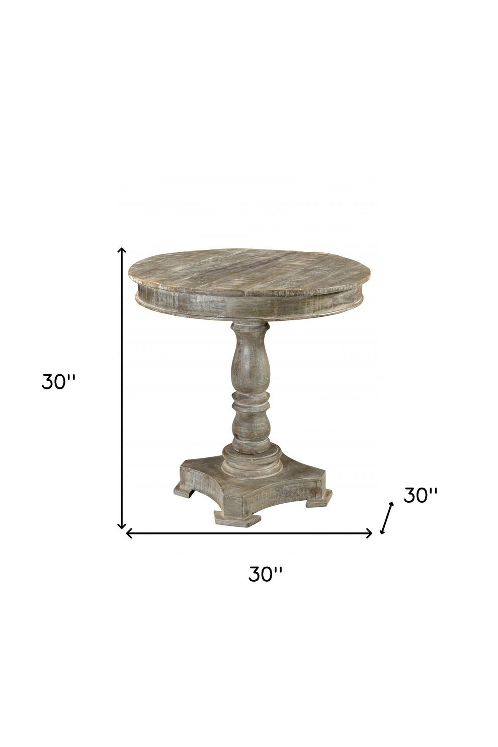 Gray Rounded Solid Wood Pedestal Base Dining Table By Homeroots | Dining Tables | Modishstore - 5
