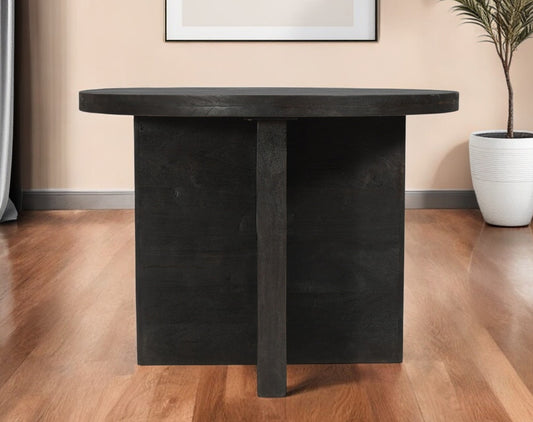 Deep Taupe Rounded Solid Wood Pedestal Base Dining Table By Homeroots | Dining Tables | Modishstore - 1