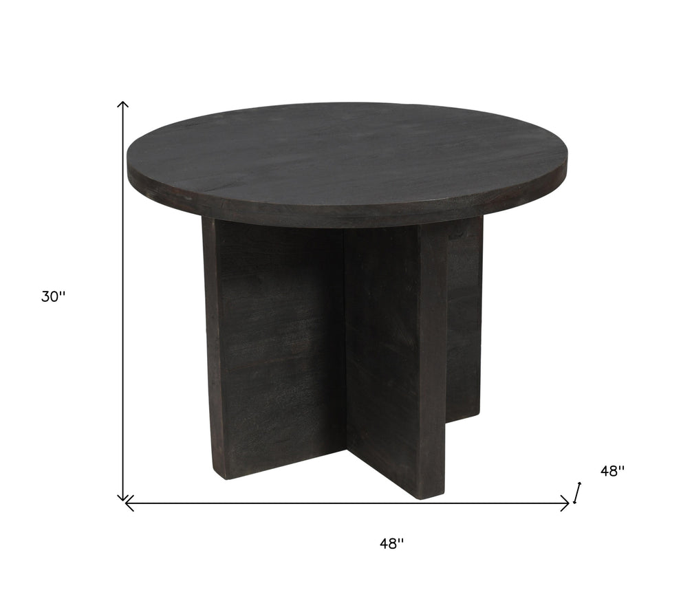 Deep Taupe Rounded Solid Wood Pedestal Base Dining Table By Homeroots | Dining Tables | Modishstore - 6