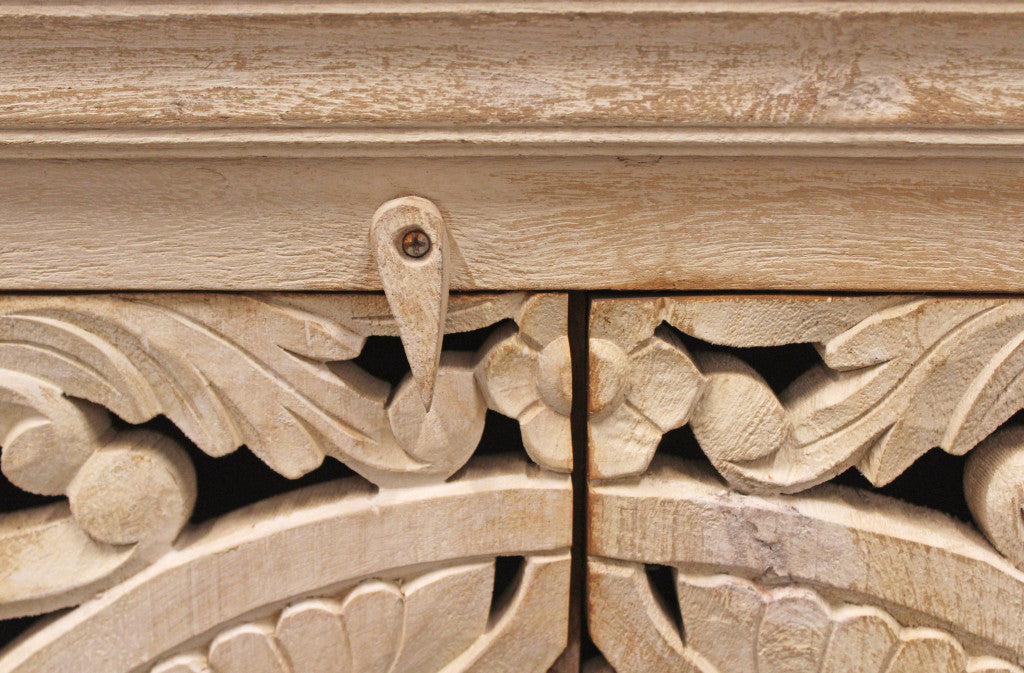 Beige Solid Wood Sideboard with Four Doors By Homeroots | Sideboards | Modishstore - 7