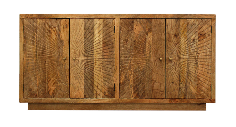 Brown Solid Wood Sideboard with Four Doors By Homeroots | Sideboards | Modishstore - 2