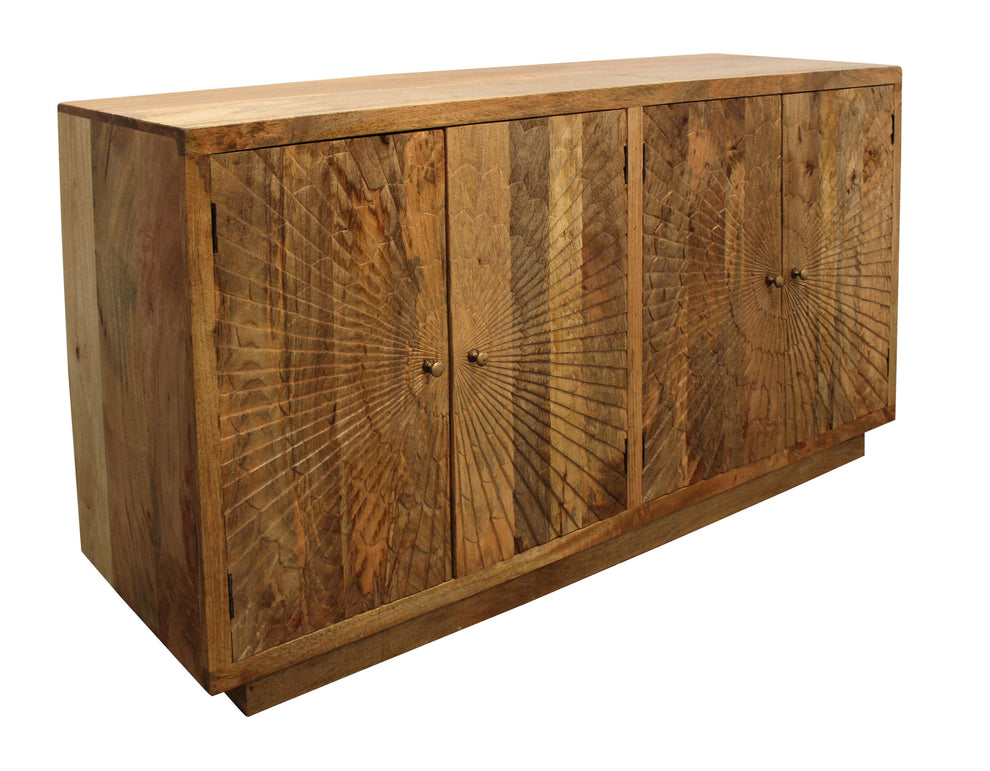 Brown Solid Wood Sideboard with Four Doors By Homeroots | Sideboards | Modishstore - 4