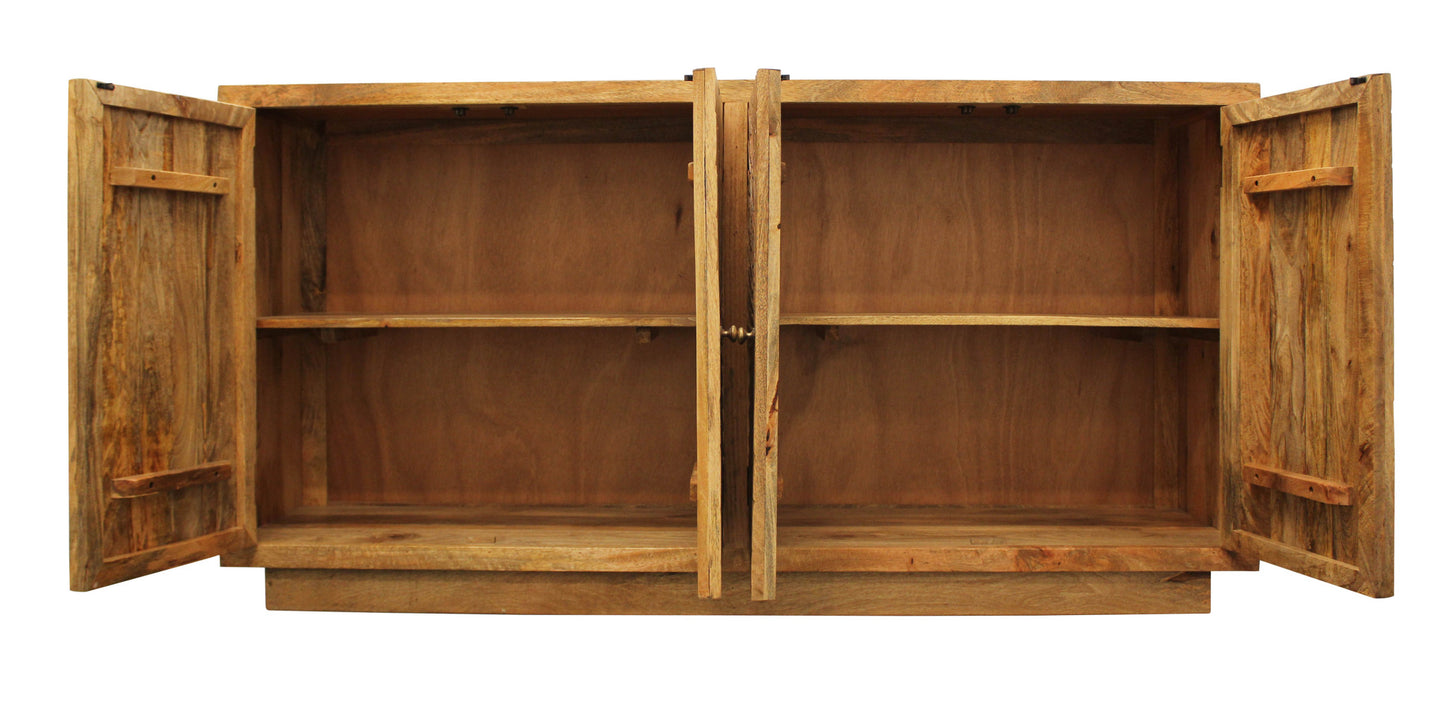 Brown Solid Wood Sideboard with Four Doors By Homeroots | Sideboards | Modishstore - 3