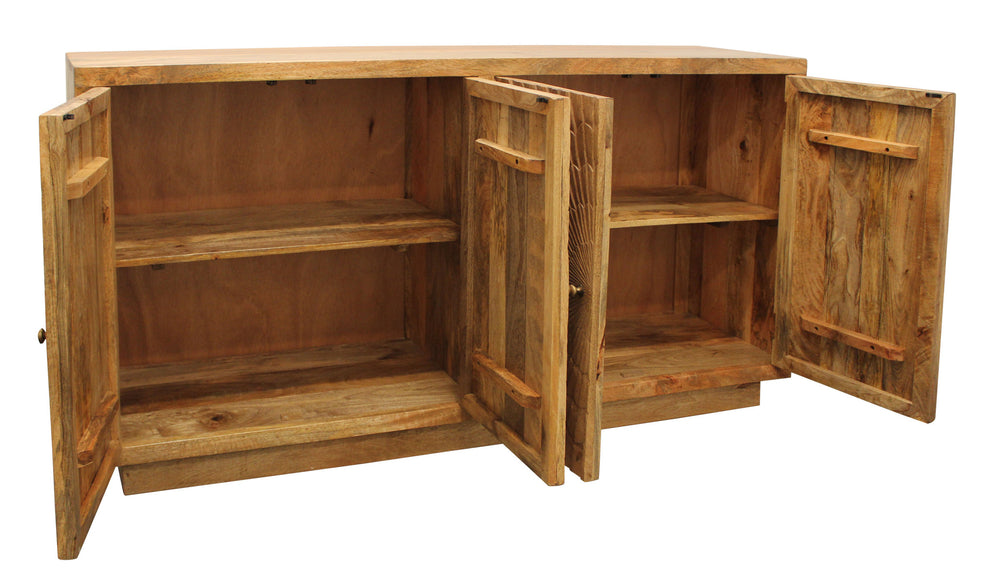 Brown Solid Wood Sideboard with Four Doors By Homeroots | Sideboards | Modishstore - 5