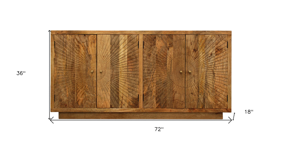 Brown Solid Wood Sideboard with Four Doors By Homeroots | Sideboards | Modishstore - 6