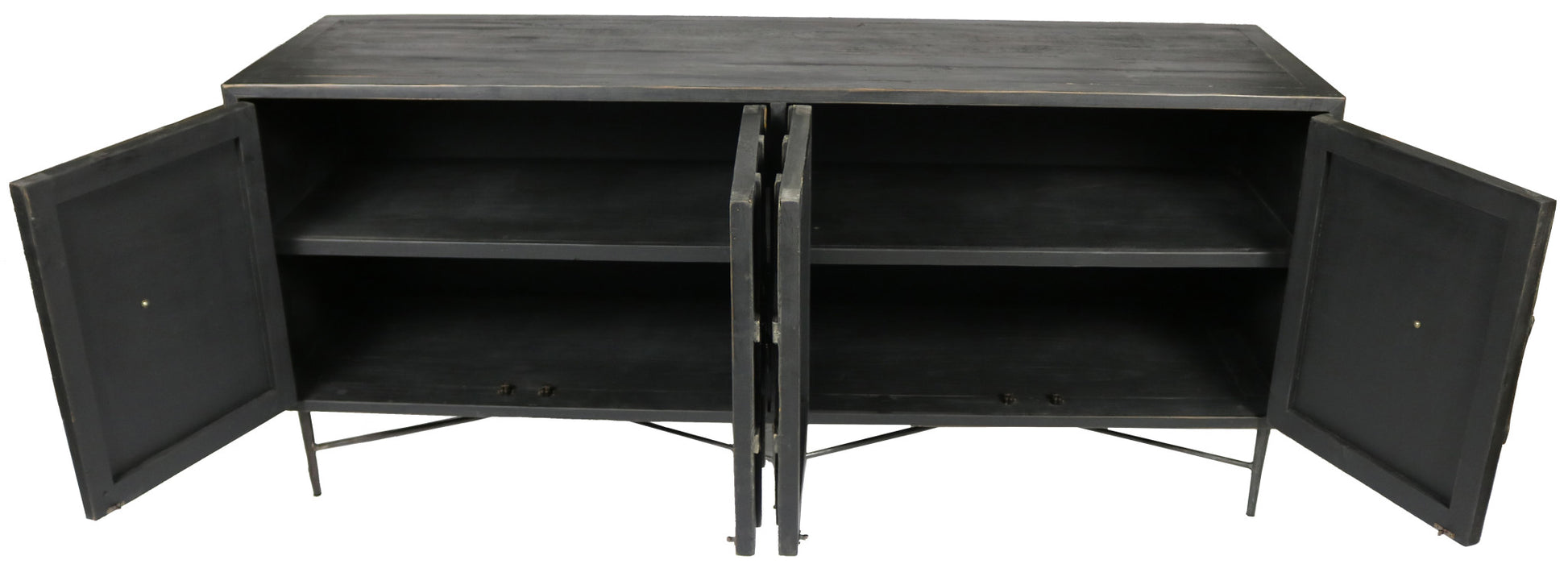 Black Solid Wood Sideboard with Four Doors By Homeroots | Sideboards | Modishstore - 6