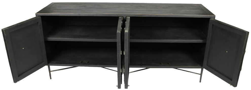 Black Solid Wood Sideboard with Four Doors By Homeroots | Sideboards | Modishstore - 6