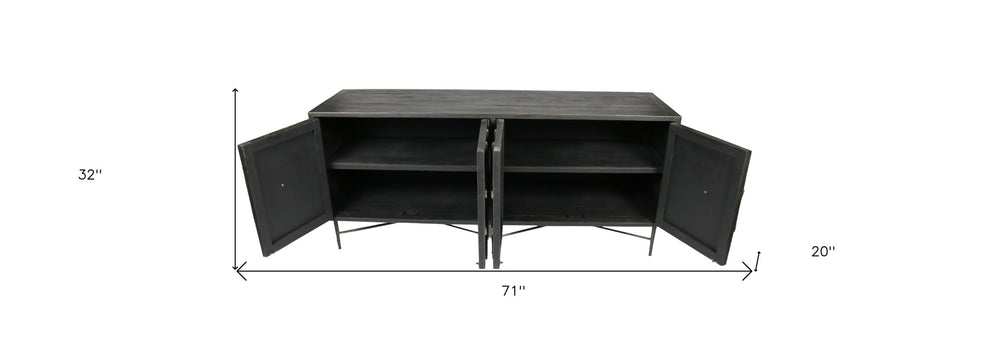 Black Solid Wood Sideboard with Four Doors By Homeroots | Sideboards | Modishstore - 7