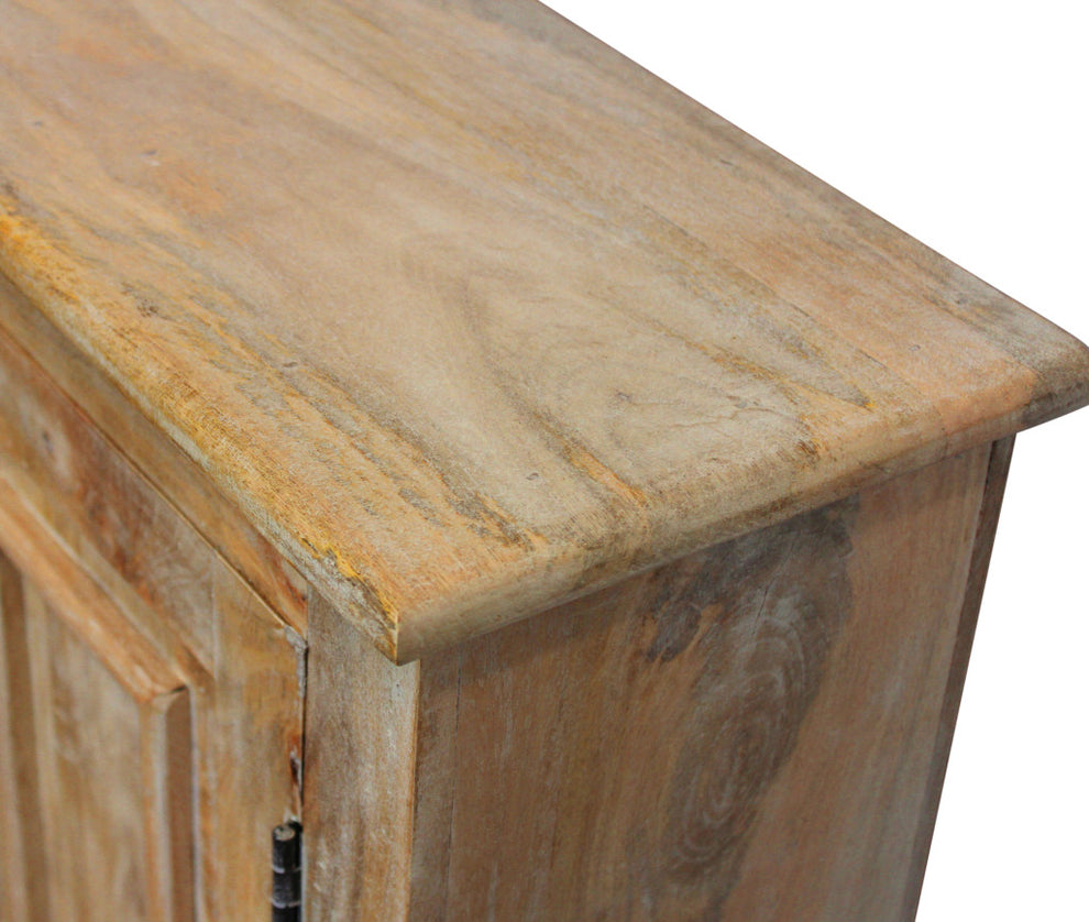 Distressed Natural Solid Wood Sideboard with Four Doors By Homeroots | Sideboards | Modishstore - 7