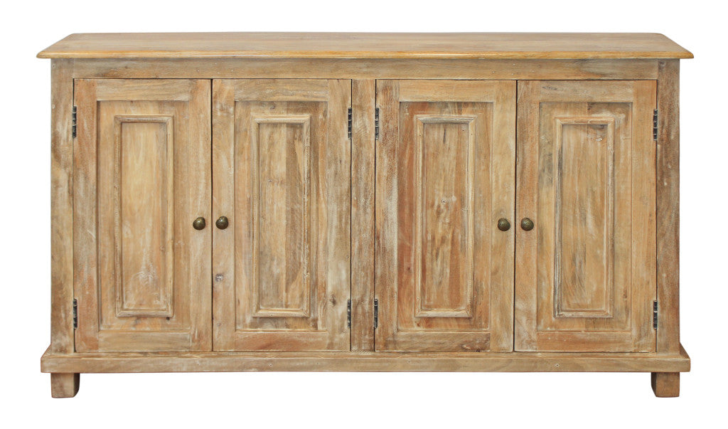 Distressed Natural Solid Wood Sideboard with Four Doors By Homeroots | Sideboards | Modishstore - 6
