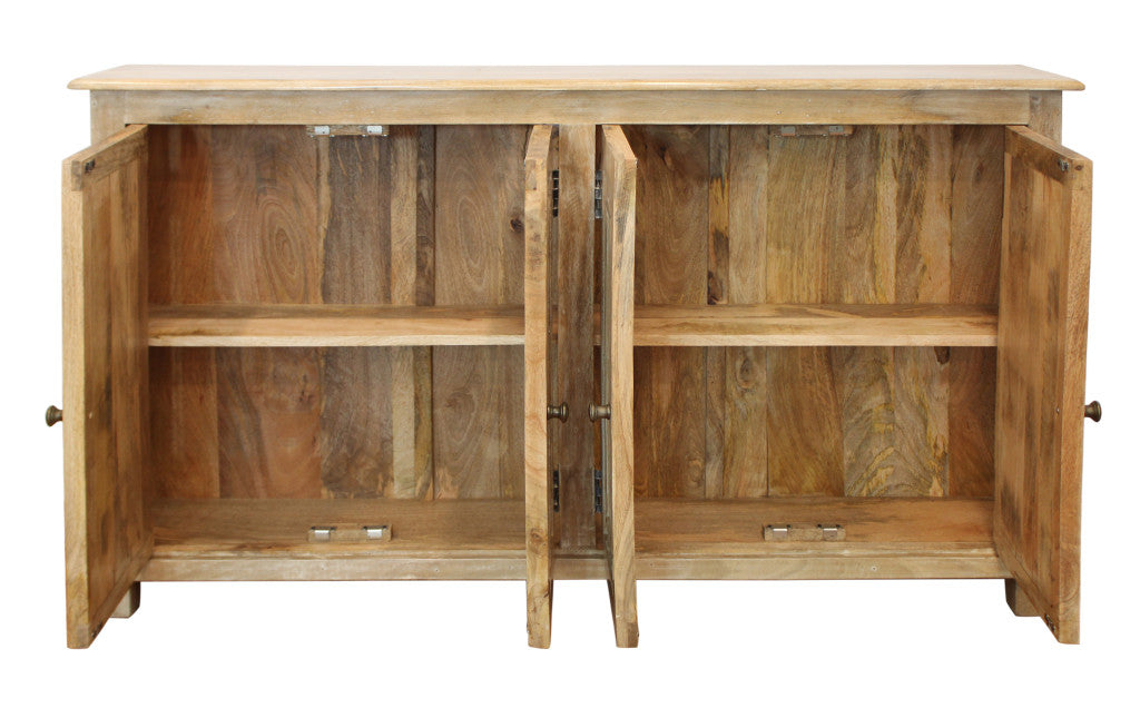 Distressed Natural Solid Wood Sideboard with Four Doors By Homeroots | Sideboards | Modishstore - 4