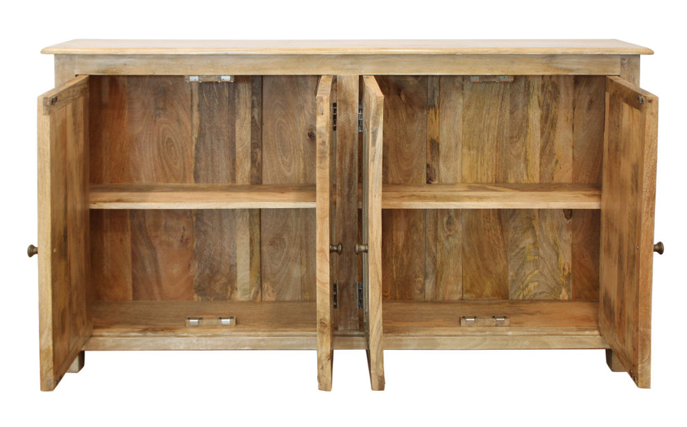Distressed Natural Solid Wood Sideboard with Four Doors By Homeroots | Sideboards | Modishstore - 4