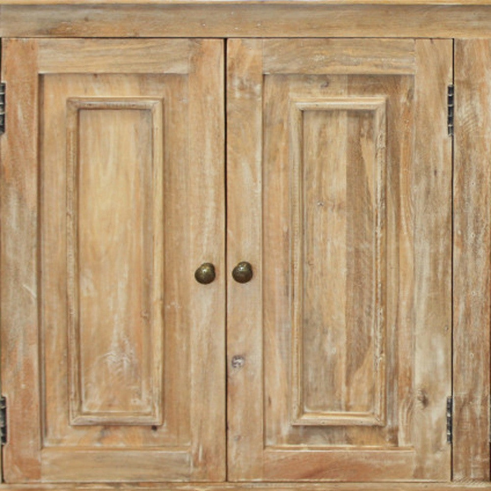 Distressed Natural Solid Wood Sideboard with Four Doors By Homeroots | Sideboards | Modishstore - 8