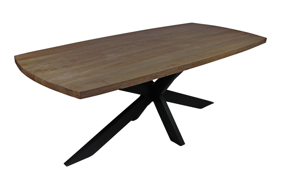 Natural And Black Solid Wood And Iron Pedestal Base Dining Table By Homeroots | Dining Tables | Modishstore - 3