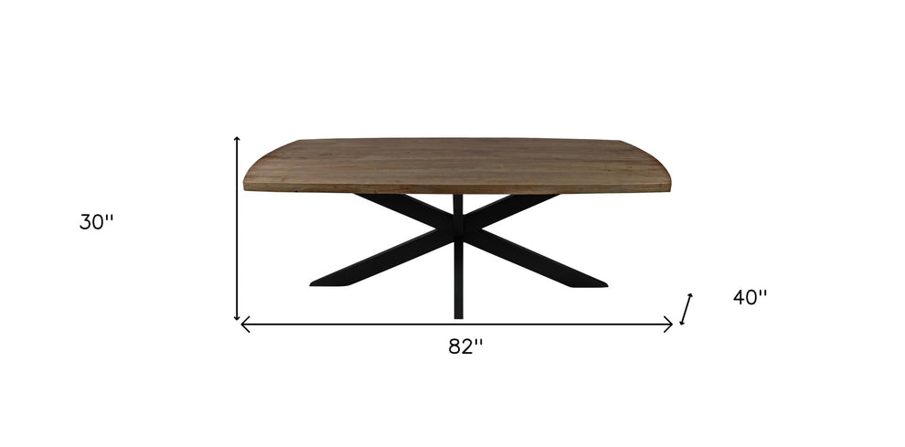 Natural And Black Solid Wood And Iron Pedestal Base Dining Table By Homeroots | Dining Tables | Modishstore - 5