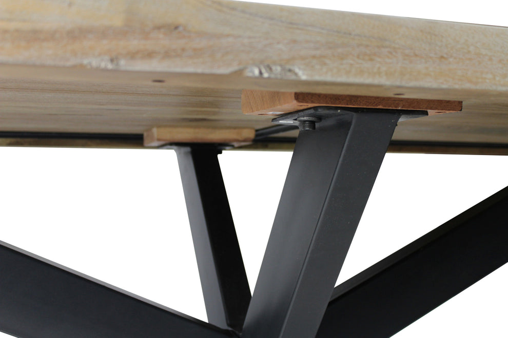 Natural And Black Solid Wood And Iron Pedestal Base Dining Table By Homeroots | Dining Tables | Modishstore - 4