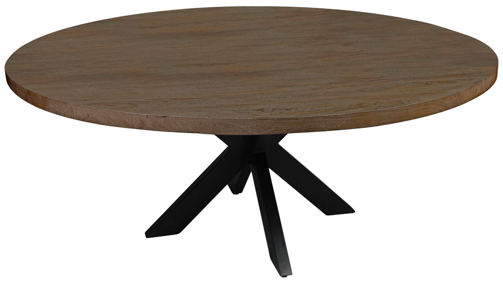 Gray Beige And Black Solid Wood And Iron Round Dining Table By Homeroots | Dining Tables | Modishstore - 4