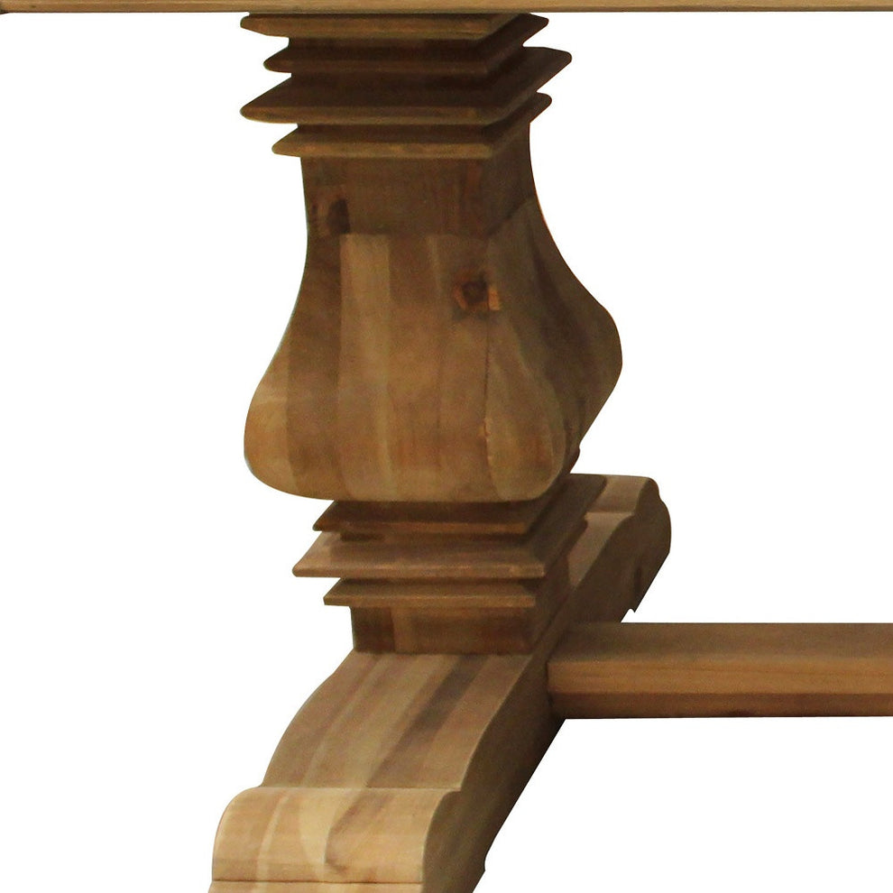 Natural Solid Wood Trestle Base Dining Table By Homeroots | Dining Tables | Modishstore - 5