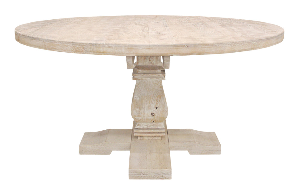 Natural Rounded Solid Wood Pedestal Base Dining Table By Homeroots | Dining Tables | Modishstore - 3