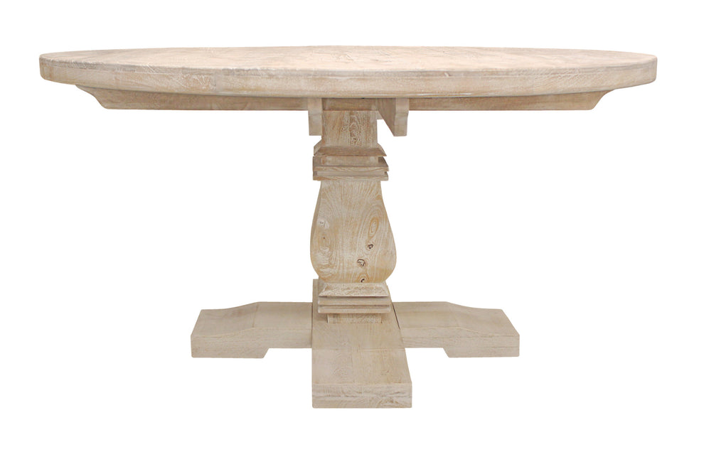 Natural Rounded Solid Wood Pedestal Base Dining Table By Homeroots | Dining Tables | Modishstore - 2