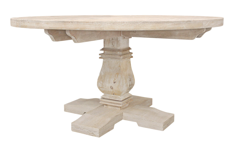 Natural Rounded Solid Wood Pedestal Base Dining Table By Homeroots | Dining Tables | Modishstore - 4