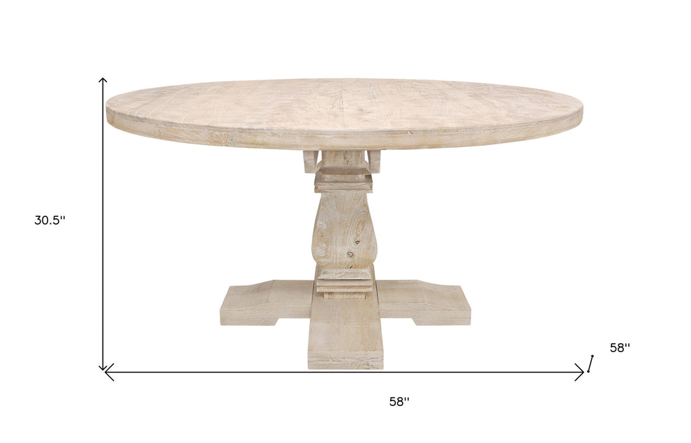 Natural Rounded Solid Wood Pedestal Base Dining Table By Homeroots | Dining Tables | Modishstore - 6