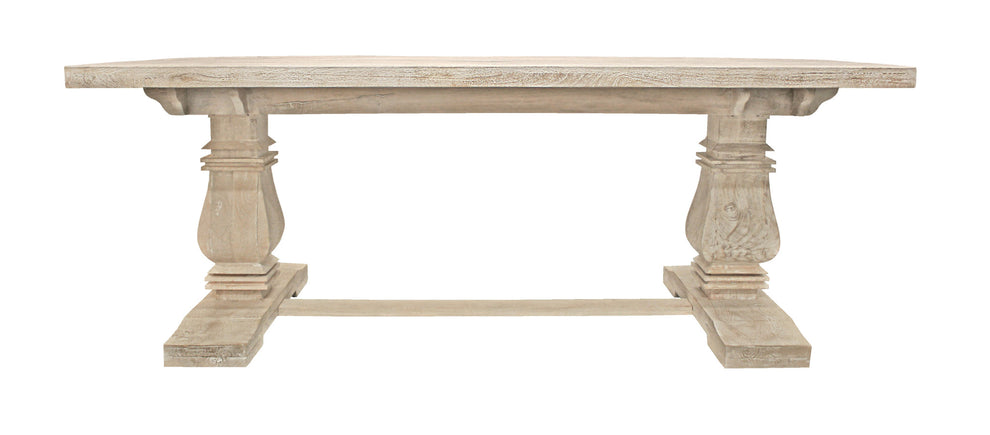 Antiqued White Solid Wood Trestle Base Dining Table By Homeroots | Dining Tables | Modishstore - 3