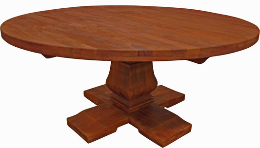 Brown Rounded Solid Wood Dining Table By Homeroots | Dining Tables | Modishstore - 1