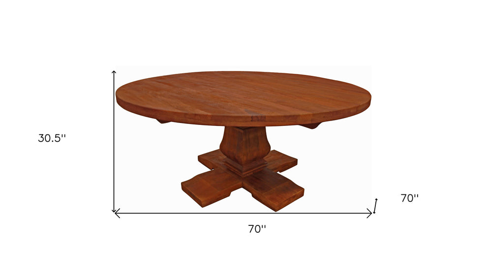 Brown Rounded Solid Wood Dining Table By Homeroots | Dining Tables | Modishstore - 6