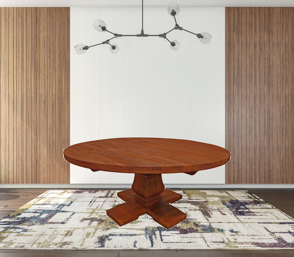 Brown Rounded Solid Wood Dining Table By Homeroots | Dining Tables | Modishstore - 3