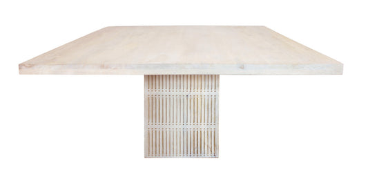 Ivory Square Solid Wood Pedestal Base Dining Table By Homeroots | Dining Tables | Modishstore - 1