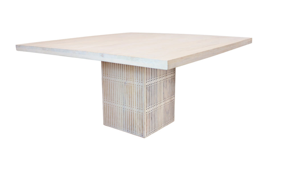 Ivory Square Solid Wood Pedestal Base Dining Table By Homeroots | Dining Tables | Modishstore - 3