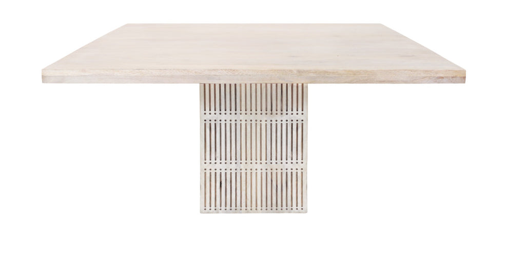 Ivory Square Solid Wood Pedestal Base Dining Table By Homeroots | Dining Tables | Modishstore - 4