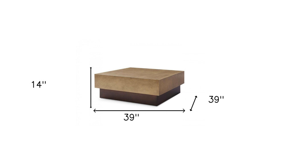 Bronze and Brown Copper And Steel Square Block Coffee Table By Homeroots | Coffee Tables | Modishstore - 5