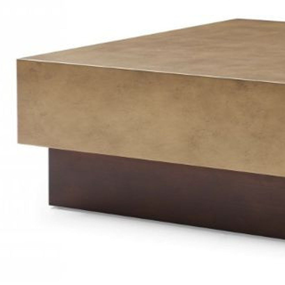 Bronze and Brown Copper And Steel Square Block Coffee Table By Homeroots | Coffee Tables | Modishstore - 4