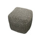 Black and Ivory Wool Cube Geometric Pouf Ottoman By Homeroots | Ottomans | Modishstore - 2
