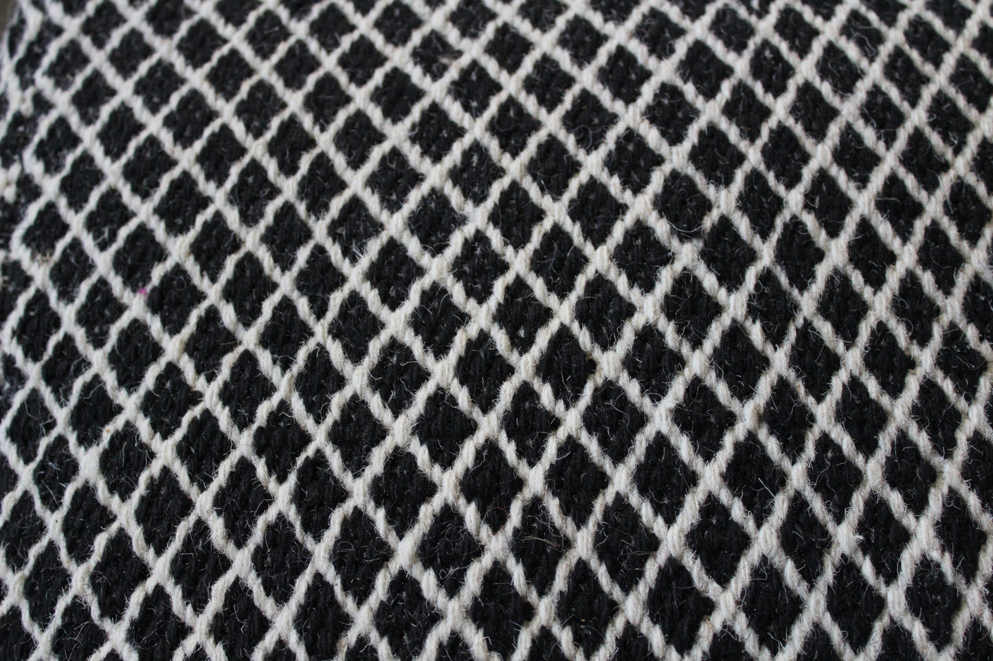 Black and Ivory Wool Cube Geometric Pouf Ottoman By Homeroots | Ottomans | Modishstore - 5