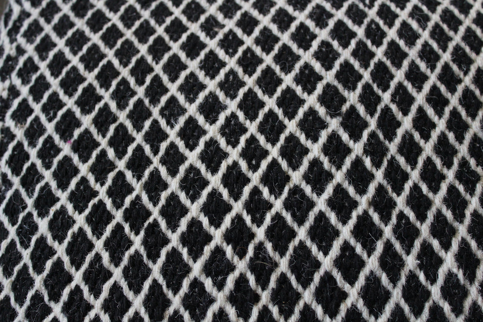 Black and Ivory Wool Cube Geometric Pouf Ottoman By Homeroots | Ottomans | Modishstore - 5