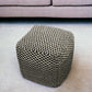 Black and Ivory Wool Cube Geometric Pouf Ottoman By Homeroots | Ottomans | Modishstore - 1