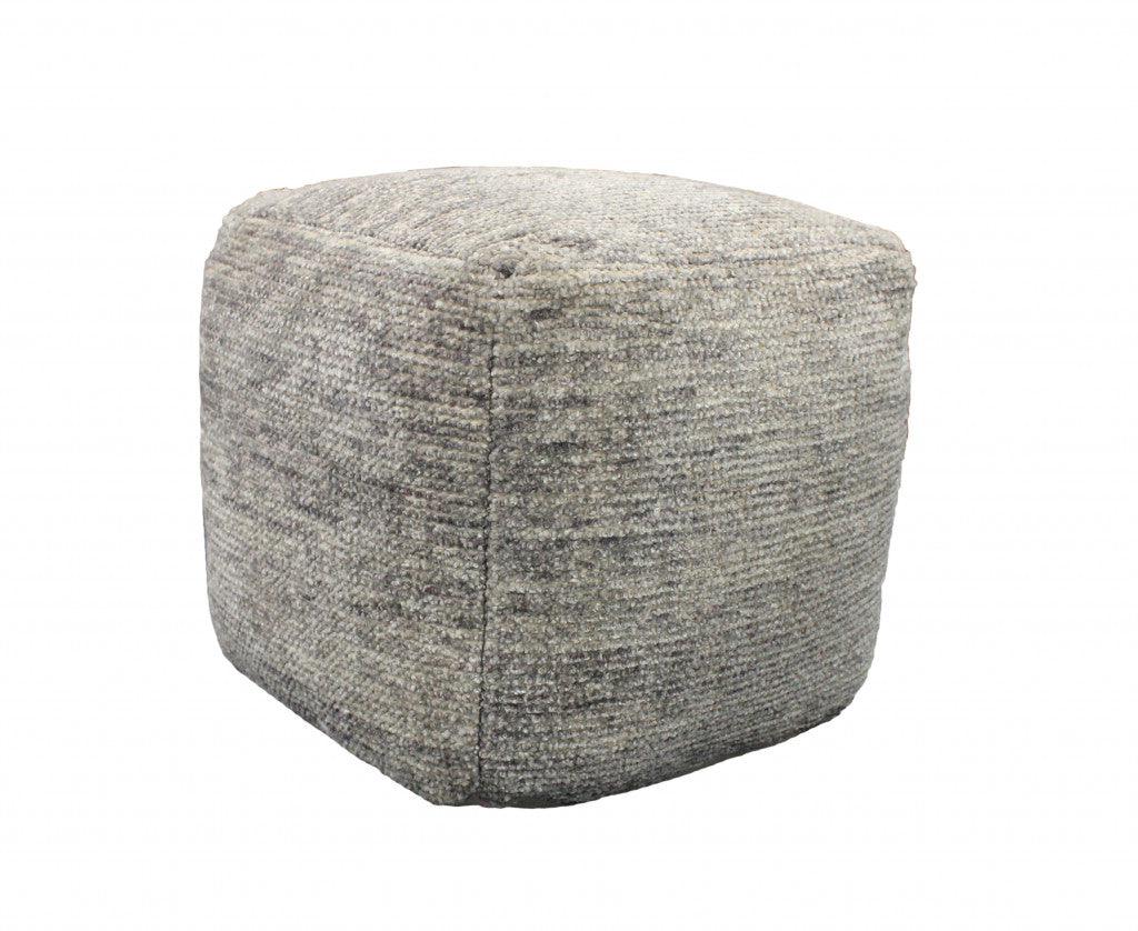 Gray Wool Cube Pouf Ottoman By Homeroots | Ottomans | Modishstore - 2