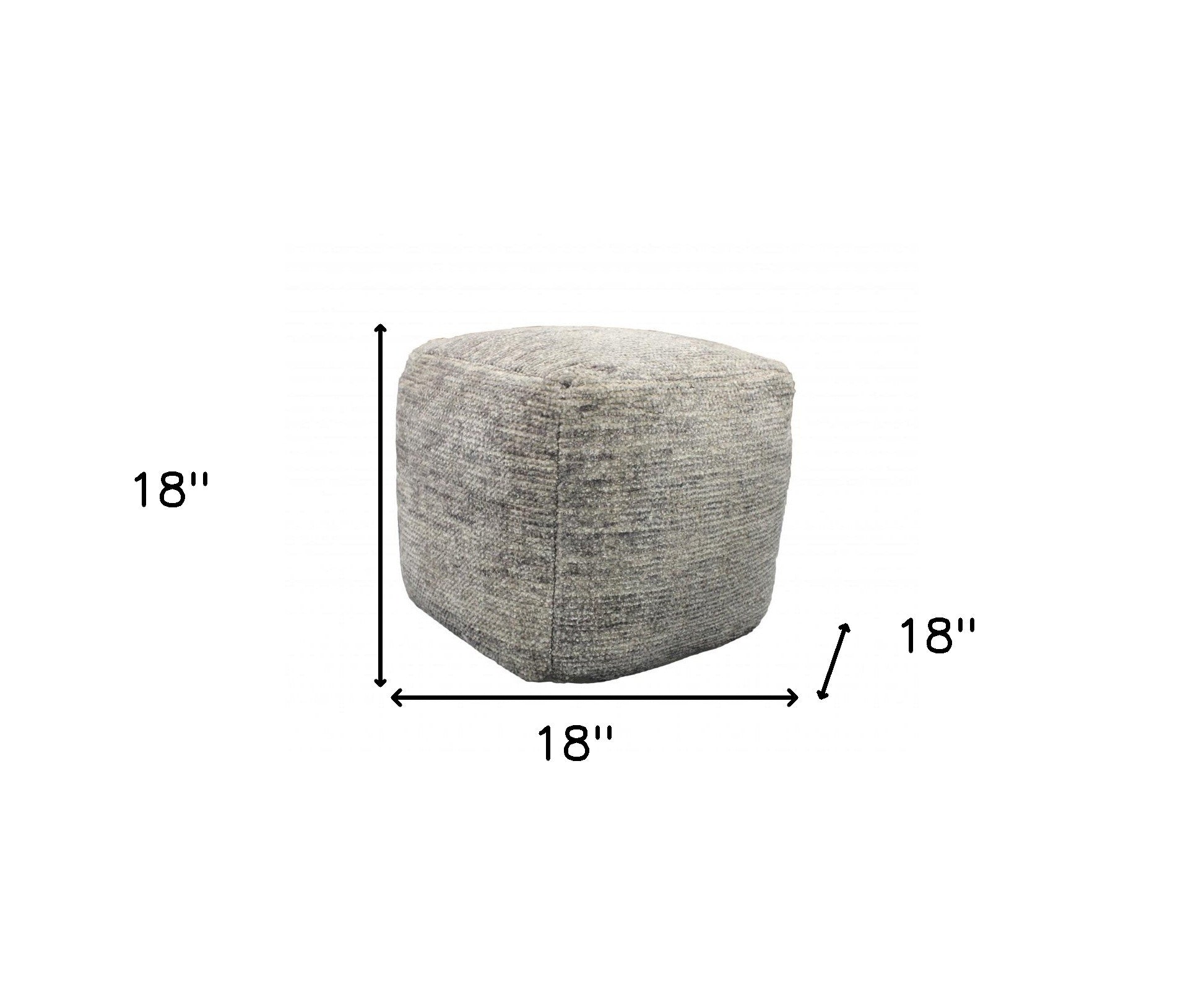 Gray Wool Cube Pouf Ottoman By Homeroots | Ottomans | Modishstore - 4