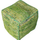 Green Recycled Silk and Cotton Blend Cube Pouf Ottoman By Homeroots | Ottomans | Modishstore - 2