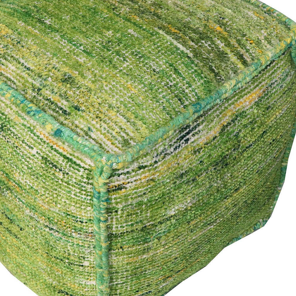Green Recycled Silk and Cotton Blend Cube Pouf Ottoman By Homeroots | Ottomans | Modishstore - 3