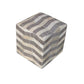 Gray and Beige Hair on Hide Cube Chevron Pouf Ottoman By Homeroots | Ottomans | Modishstore - 2