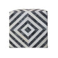 Dark Gray and Ivory Hair on Hide Cube Geometric Pouf Ottoman By Homeroots | Ottomans | Modishstore - 3